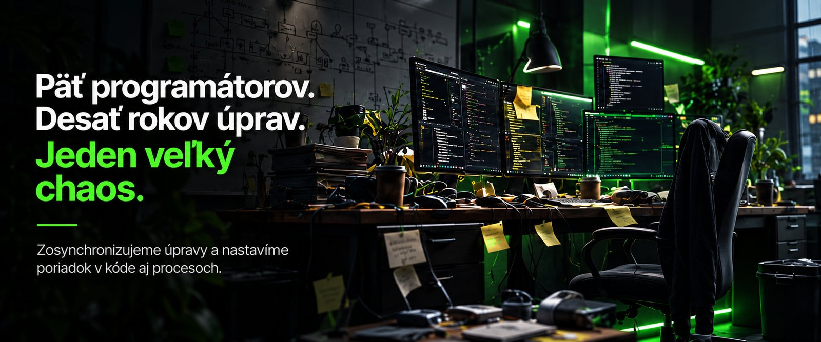Pät programatorov. Desat rokov uprav. Jeden velky chaos.